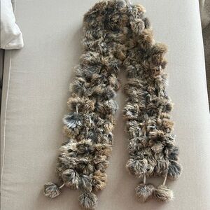 Genuine Rabbit Fur Pom Pom Scarf